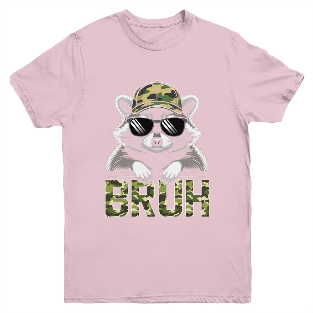 Bruh Raccoon Trash Racoon Camo Hat Youth Teens Kids Lover Youth Shirt | siriusteestore