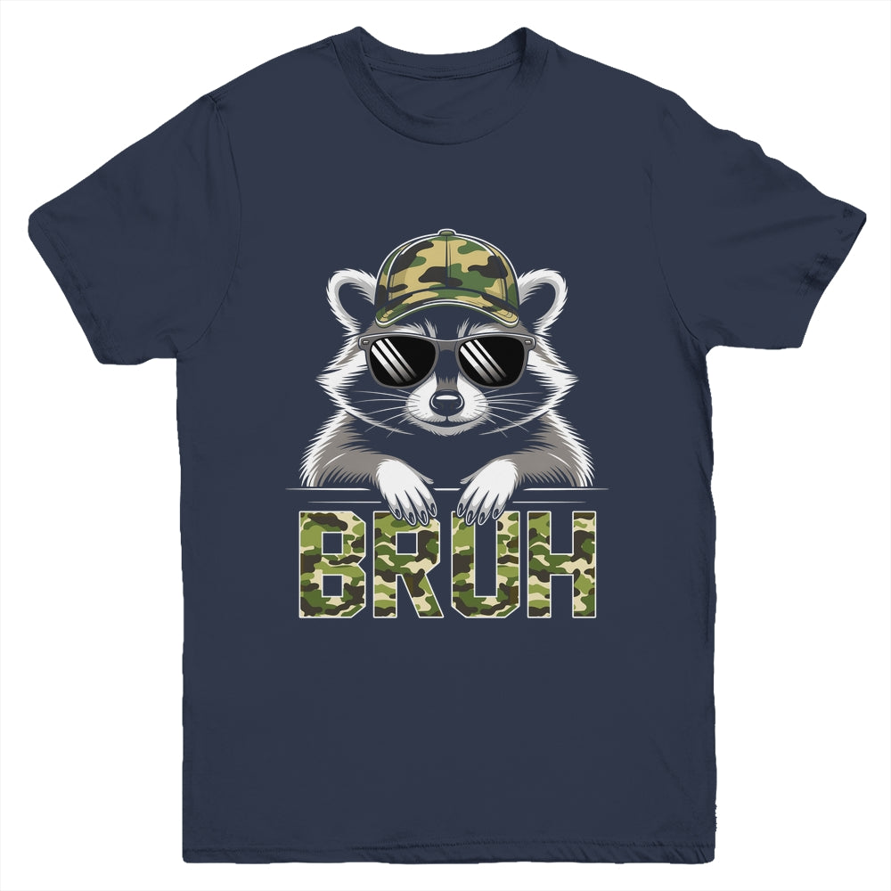Bruh Raccoon Trash Racoon Camo Hat Youth Teens Kids Lover Youth Shirt | siriusteestore