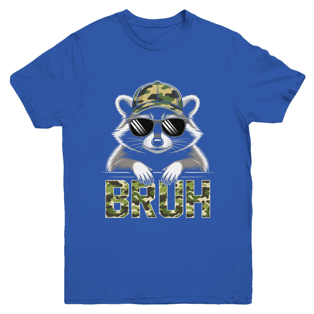 Bruh Raccoon Trash Racoon Camo Hat Youth Teens Kids Lover Youth Shirt | siriusteestore