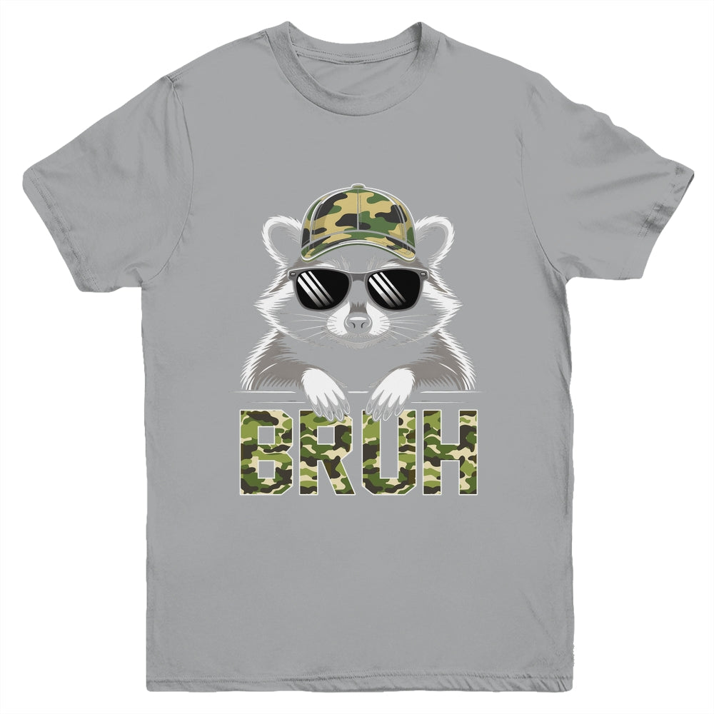 Bruh Raccoon Trash Racoon Camo Hat Youth Teens Kids Lover Youth Shirt | siriusteestore