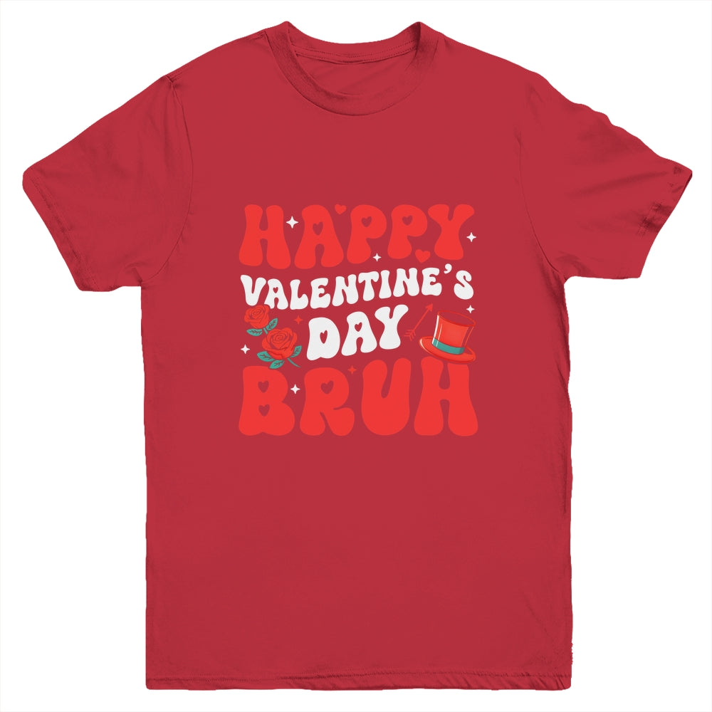 Bruh Valentines Day Teens Boys Kids Heart Valentine Youth Shirt | siriusteestore