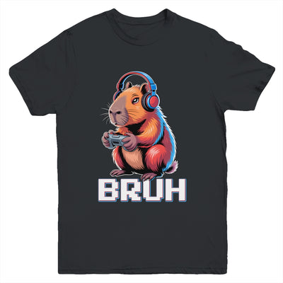 Bruh Video Games Boys Kids Capybara Gamer Graphic Gaming Youth Shirt | siriusteestore