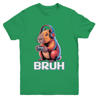 Bruh Video Games Boys Kids Capybara Gamer Graphic Gaming Youth Shirt | siriusteestore