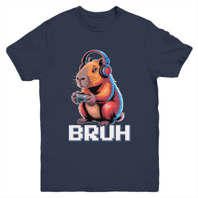 Bruh Video Games Boys Kids Capybara Gamer Graphic Gaming Youth Shirt | siriusteestore