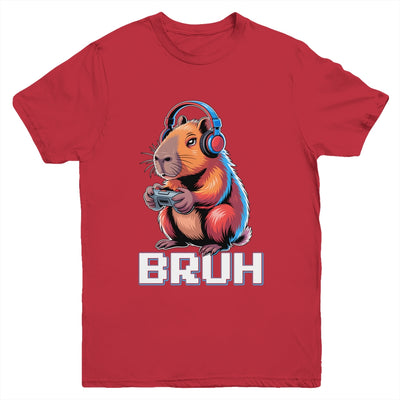 Bruh Video Games Boys Kids Capybara Gamer Graphic Gaming Youth Shirt | siriusteestore