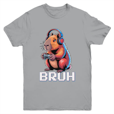 Bruh Video Games Boys Kids Capybara Gamer Graphic Gaming Youth Shirt | siriusteestore