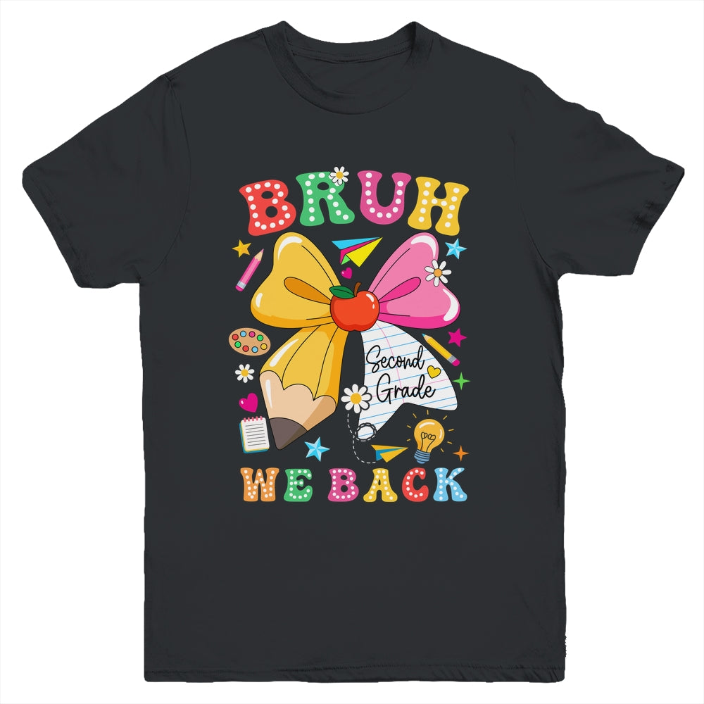 Bruh We Back Second Grade Pencil Bow Back To School 2nd Grade Youth Shirt | siriusteestore