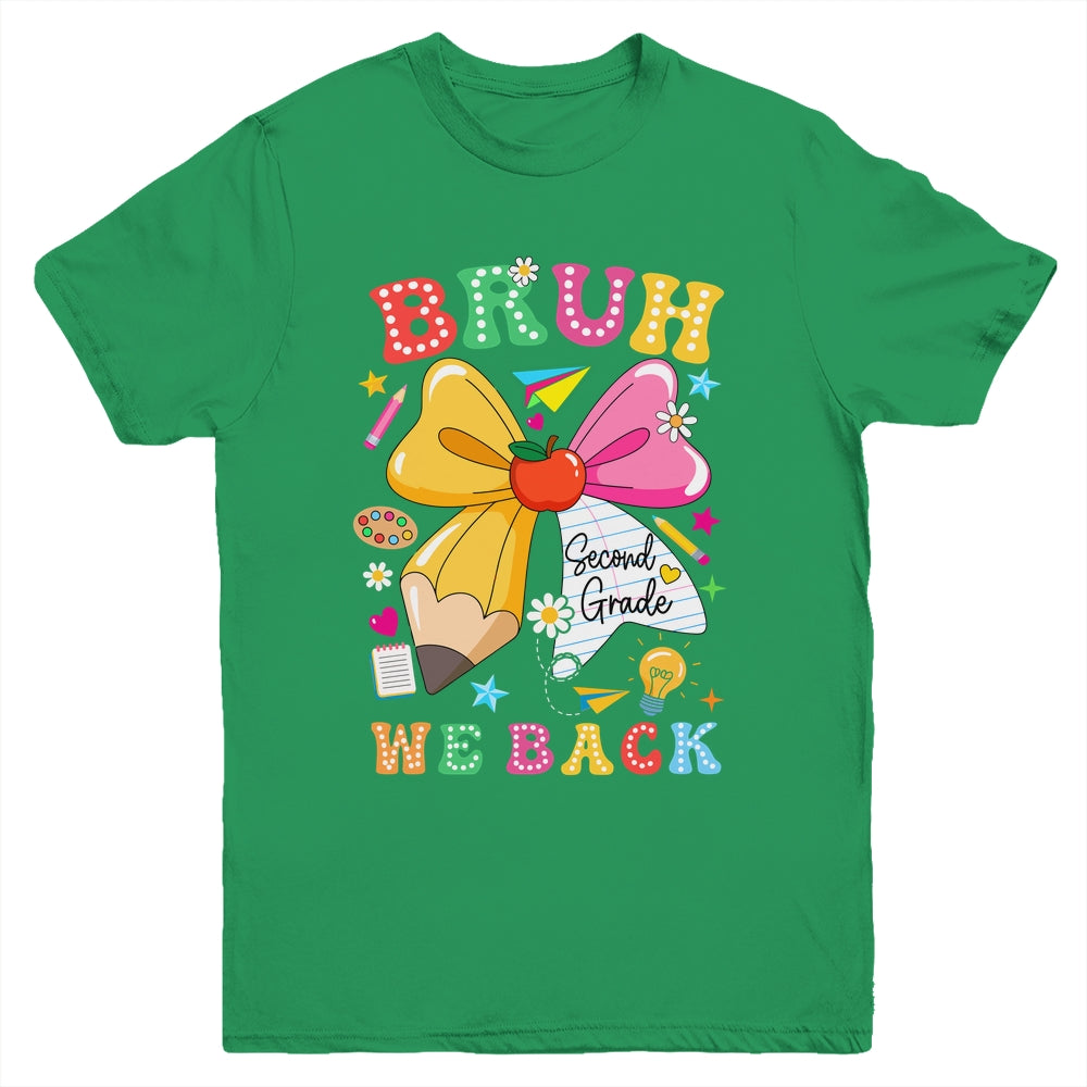 Bruh We Back Second Grade Pencil Bow Back To School 2nd Grade Youth Shirt | siriusteestore