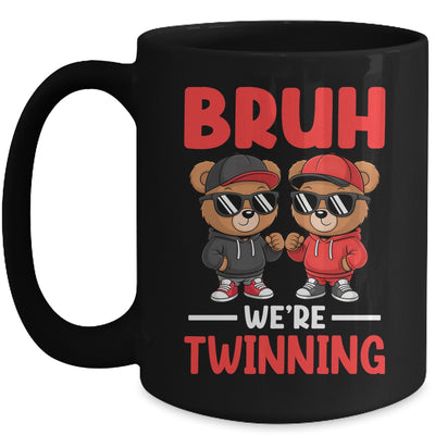 Bruh We're Twinning Boys Twin Day Spirit Week Bear Kids Mug | siriusteestore