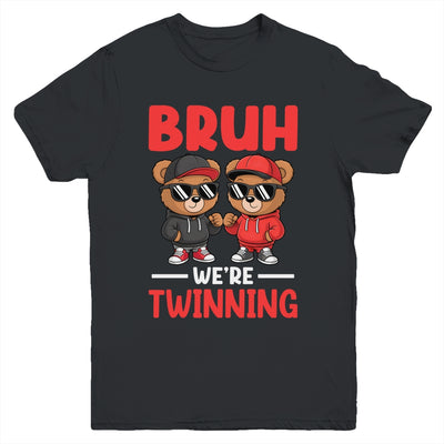 Bruh We're Twinning Boys Twin Day Spirit Week Bear Kids Youth Shirt | siriusteestore