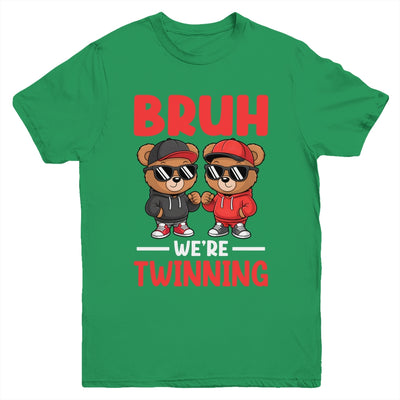 Bruh We're Twinning Boys Twin Day Spirit Week Bear Kids Youth Shirt | siriusteestore