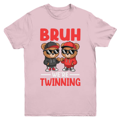Bruh We're Twinning Boys Twin Day Spirit Week Bear Kids Youth Shirt | siriusteestore