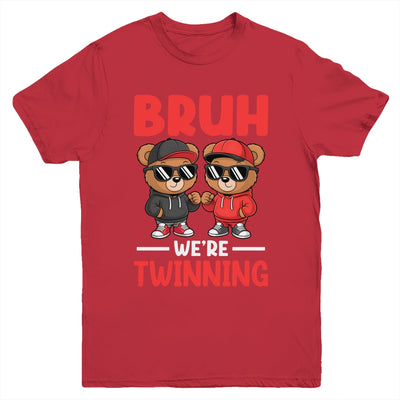 Bruh We're Twinning Boys Twin Day Spirit Week Bear Kids Youth Shirt | siriusteestore