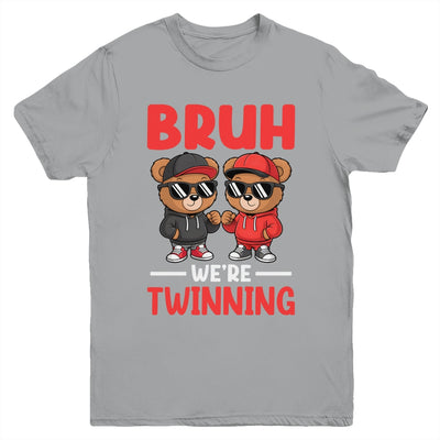 Bruh We're Twinning Boys Twin Day Spirit Week Bear Kids Youth Shirt | siriusteestore