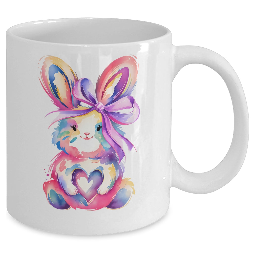 Brushstroke Bunny Easter Pink Bunny Coquette Bow Girls Mug | siriusteestore
