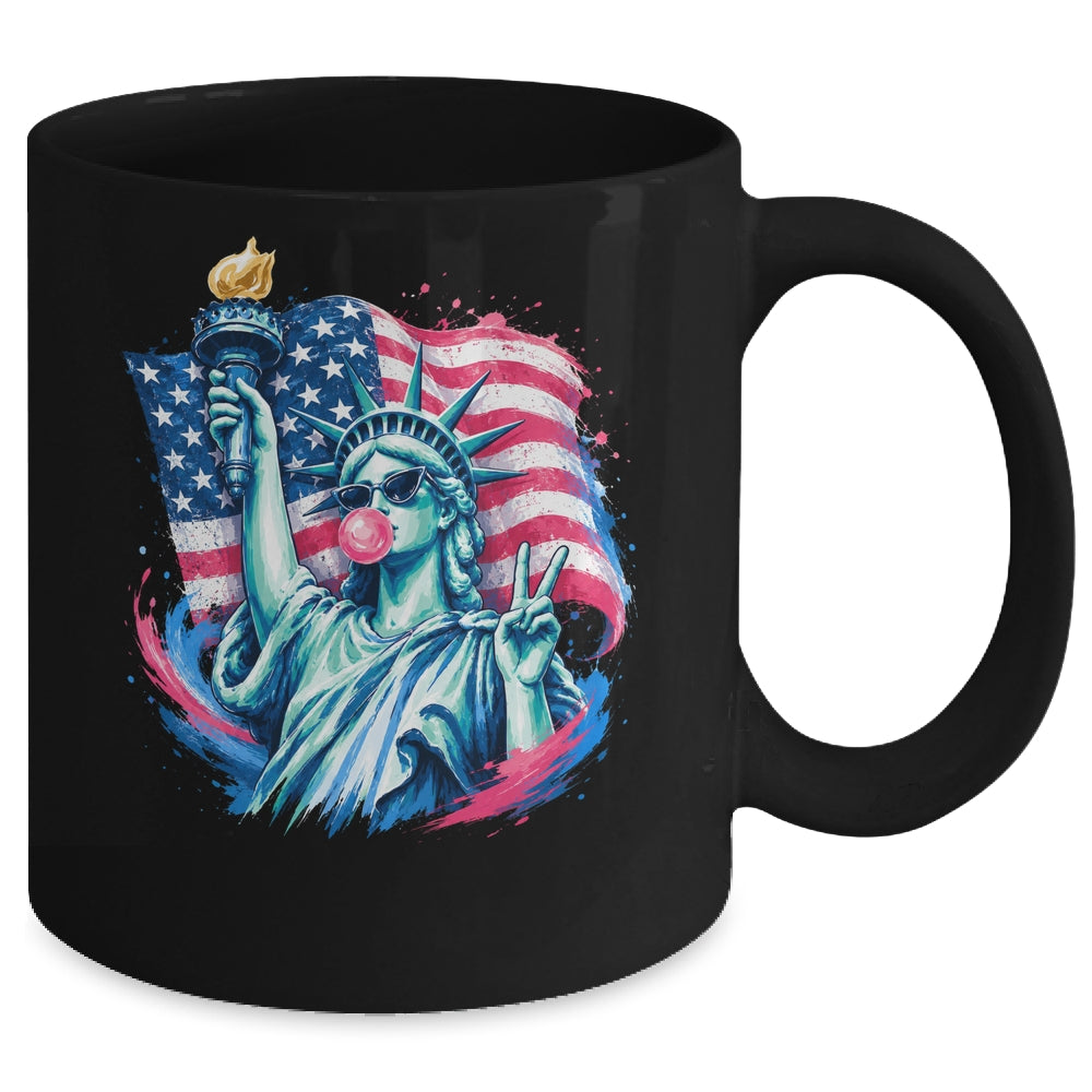 Brushstroke Statue Of Liberty Blowing Bubble Gum 4Th Of July Mug | siriusteestore