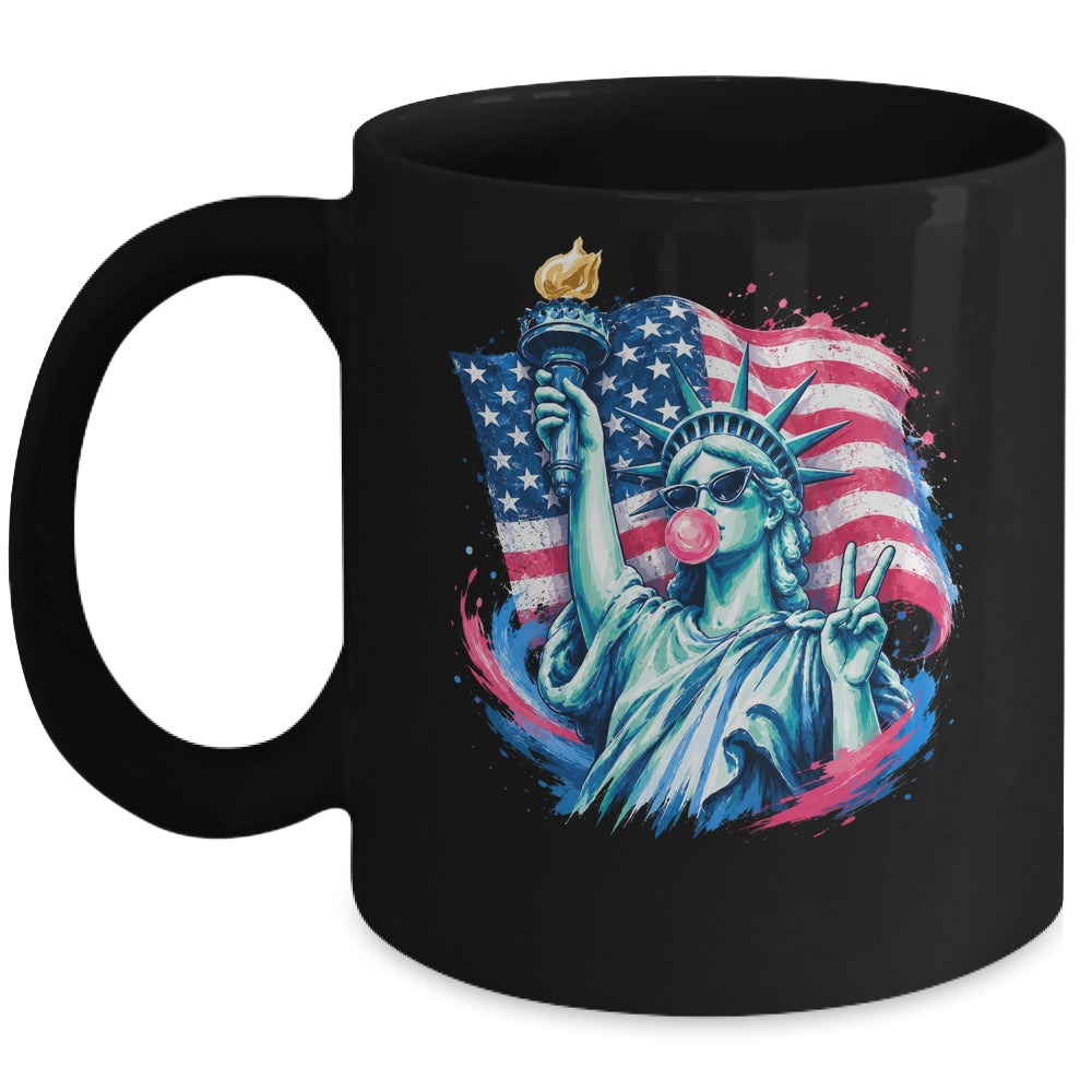 Brushstroke Statue Of Liberty Blowing Bubble Gum 4Th Of July Mug | siriusteestore