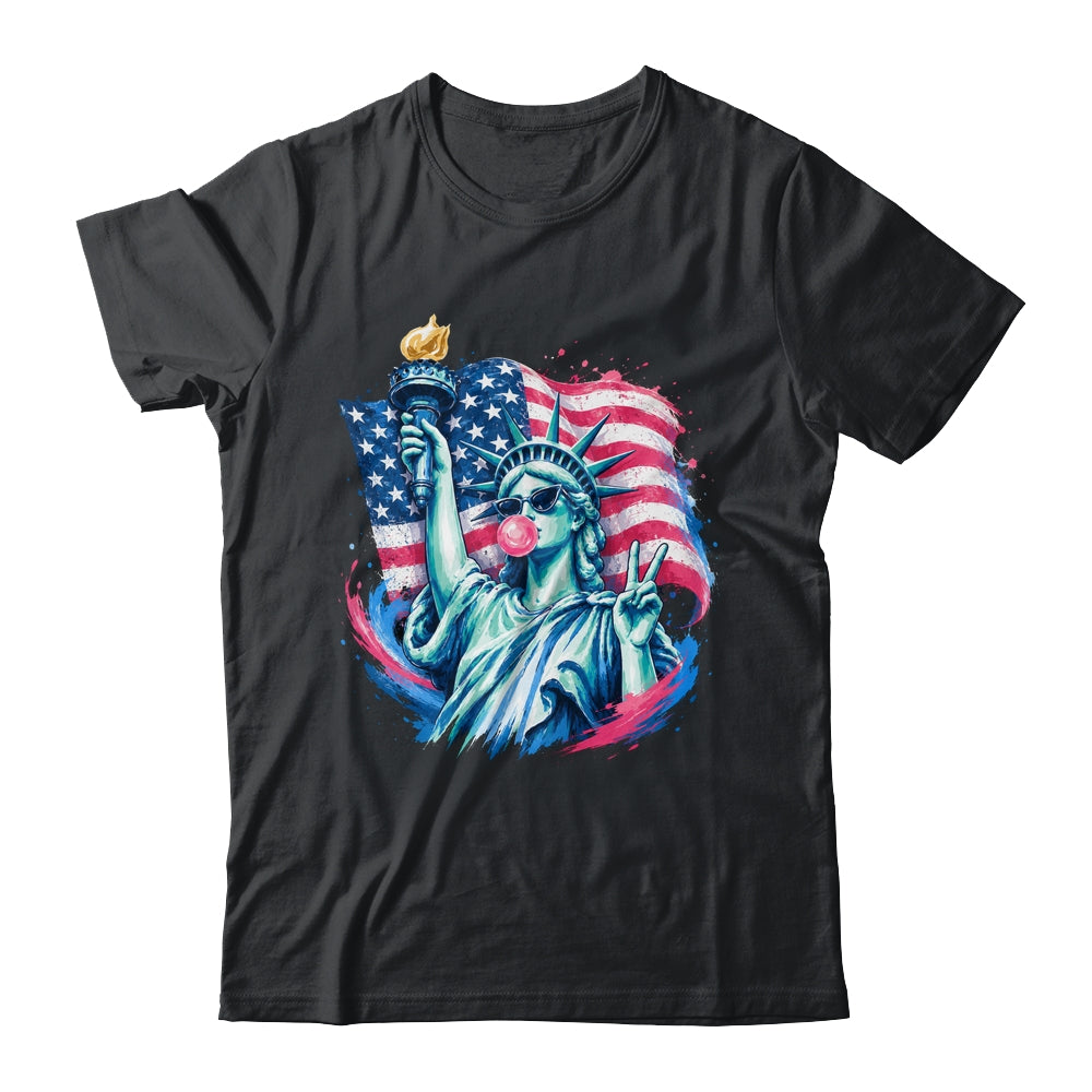 Brushstroke Statue Of Liberty Blowing Bubble Gum 4Th Of July Shirt & Tank Top | siriusteestore
