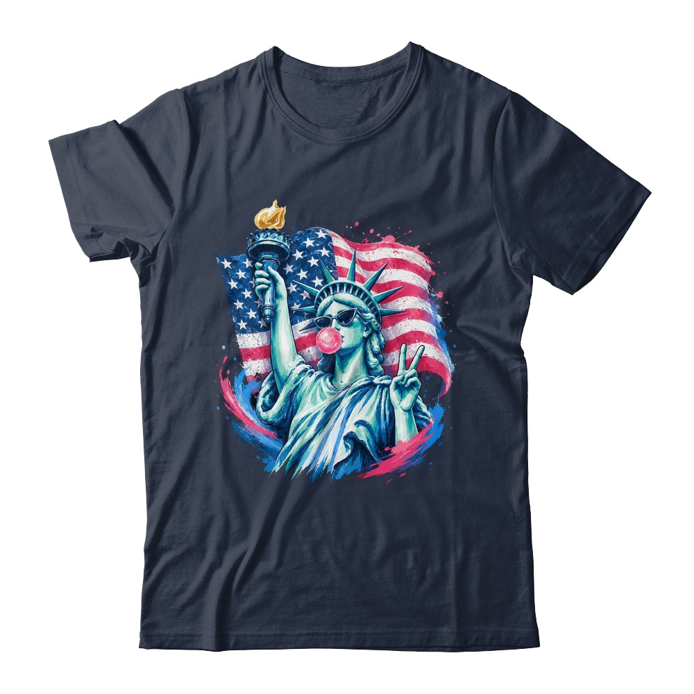 Brushstroke Statue Of Liberty Blowing Bubble Gum 4Th Of July Shirt & Tank Top | siriusteestore