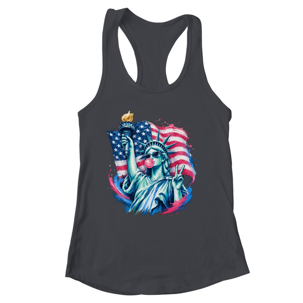 Brushstroke Statue Of Liberty Blowing Bubble Gum 4Th Of July Shirt & Tank Top | siriusteestore