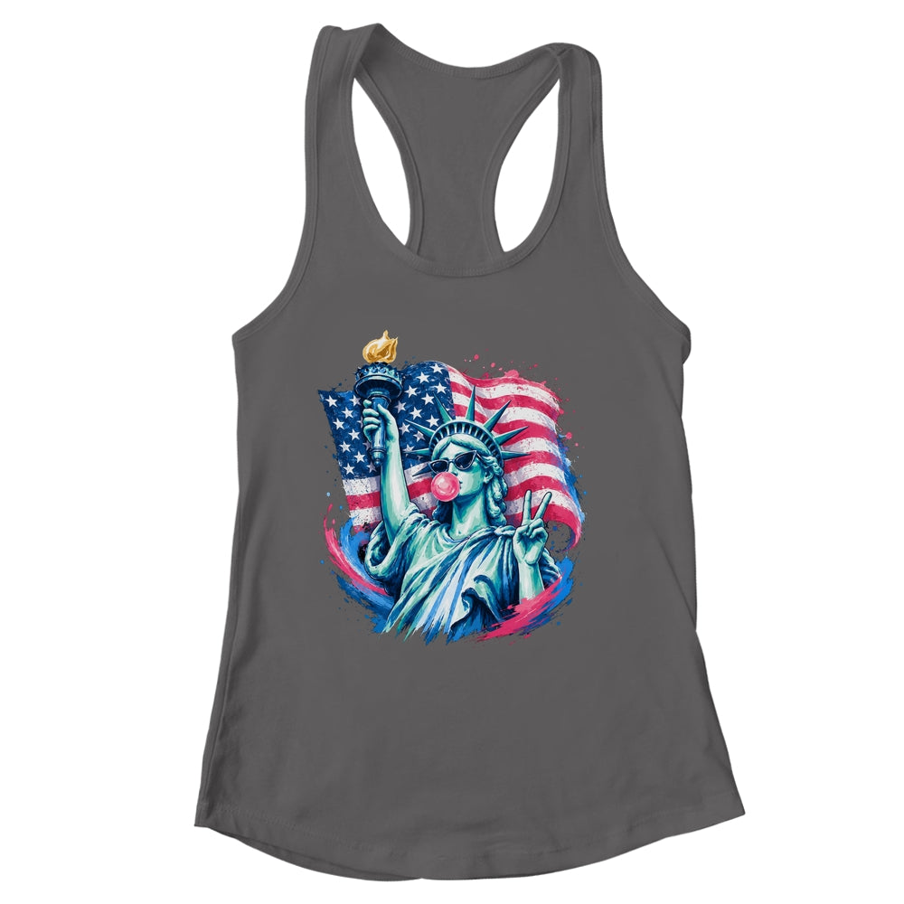 Brushstroke Statue Of Liberty Blowing Bubble Gum 4Th Of July Shirt & Tank Top | siriusteestore