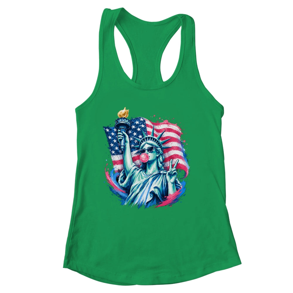 Brushstroke Statue Of Liberty Blowing Bubble Gum 4Th Of July Shirt & Tank Top | siriusteestore