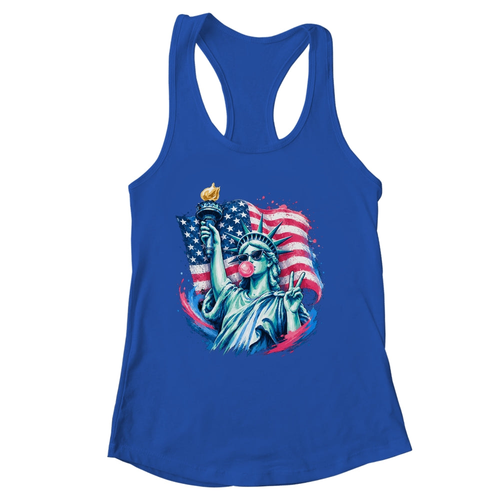 Brushstroke Statue Of Liberty Blowing Bubble Gum 4Th Of July Shirt & Tank Top | siriusteestore
