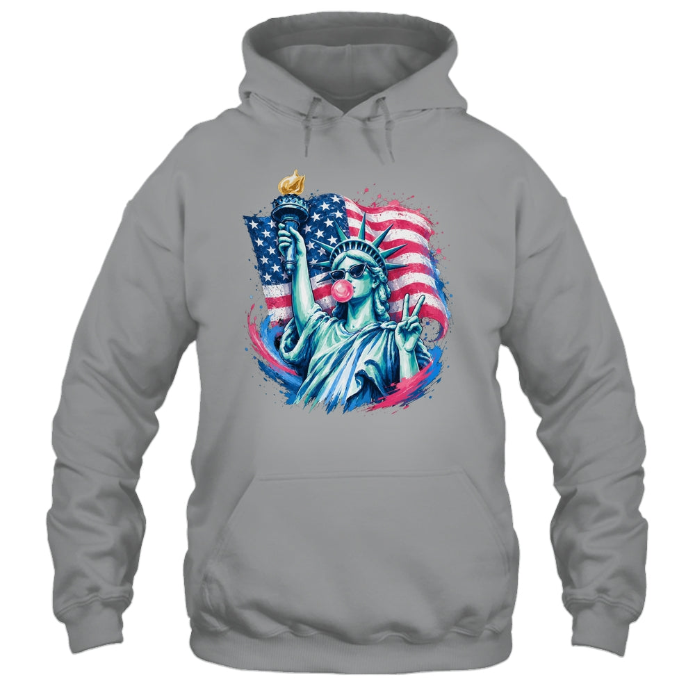 Brushstroke Statue Of Liberty Blowing Bubble Gum 4Th Of July Shirt & Tank Top | siriusteestore