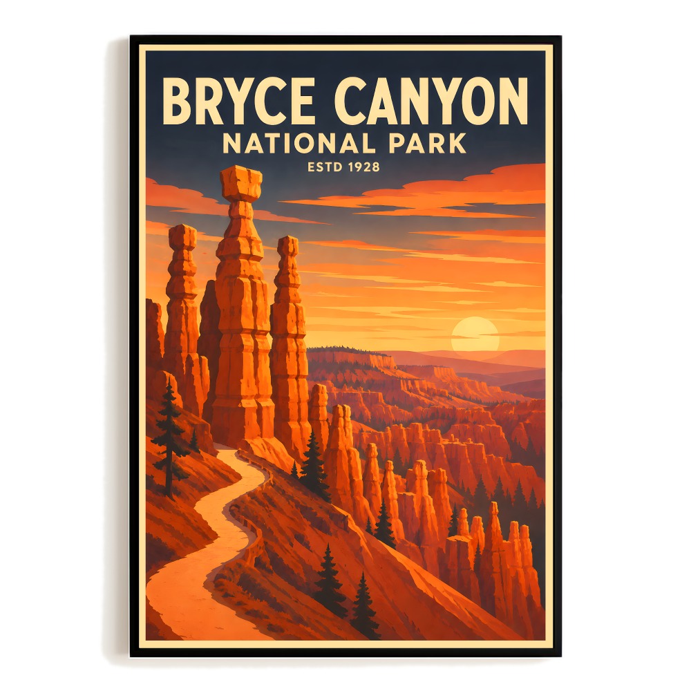 Bryce Canyon National Park Travel Poster Vintage Landscape Wall Art Souvenir Print Painting Picture For Home Room Living Room Office Bedroom Kitchen Decor Unframed | siriusteestore
