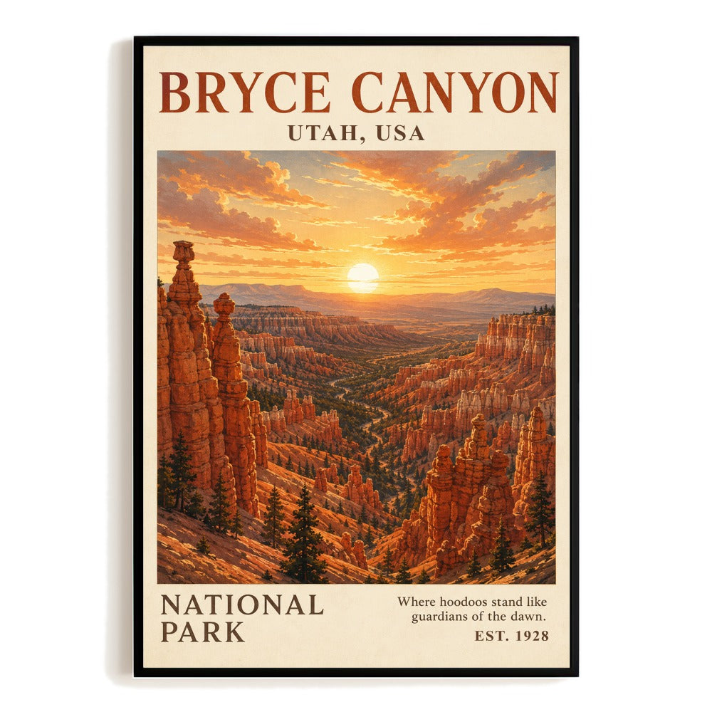 Bryce Canyon National Park Utah Travel Poster Vintage Landscape Wall Art Decor Souvenir Print Painting Picture For Home Living Room Office Bedroom Kitchen Unframed | siriusteestore