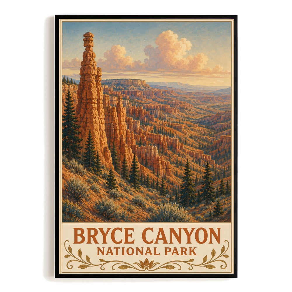 Bryce Canyon National Park Vintage Travel Poster Retro Southwest Landscape Wall Art Print Picture Hoodoo Desert Canyon Scenic Home Decor Nature Gift Souvenir Unframed | siriusteestore