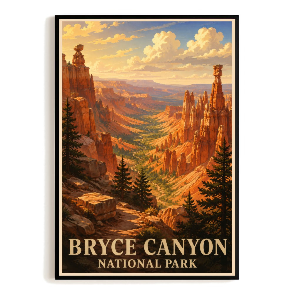 Bryce Canyon Utah Travel Poster Vintage Red Rocks Adventure Landscape Wall Art Decor For Home Living Room Office Bedroom Souvenir Gift Print Painting Picture Unframed | siriusteestore