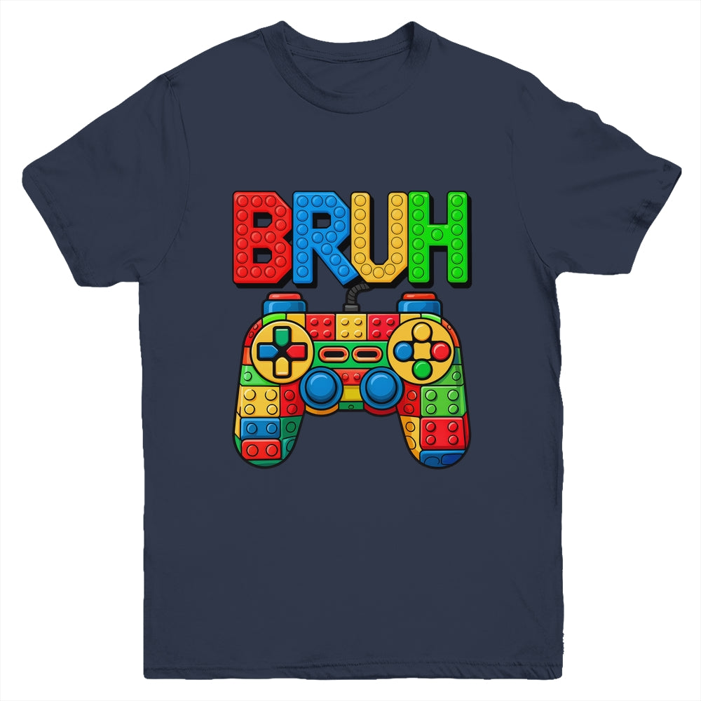 Building Blocks Bruh Boys Kids Birthday Brick Builder Gamer Youth Shirt | siriusteestore