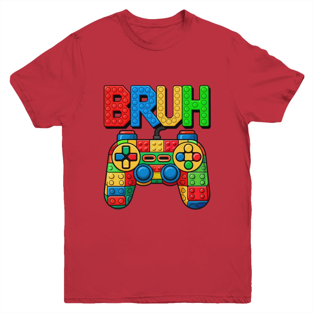 Building Blocks Bruh Boys Kids Birthday Brick Builder Gamer Youth Shirt | siriusteestore