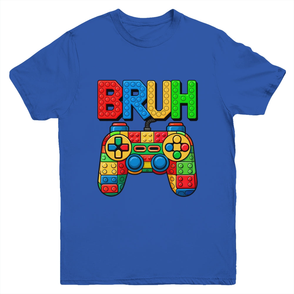 Building Blocks Bruh Boys Kids Birthday Brick Builder Gamer Youth Shirt | siriusteestore