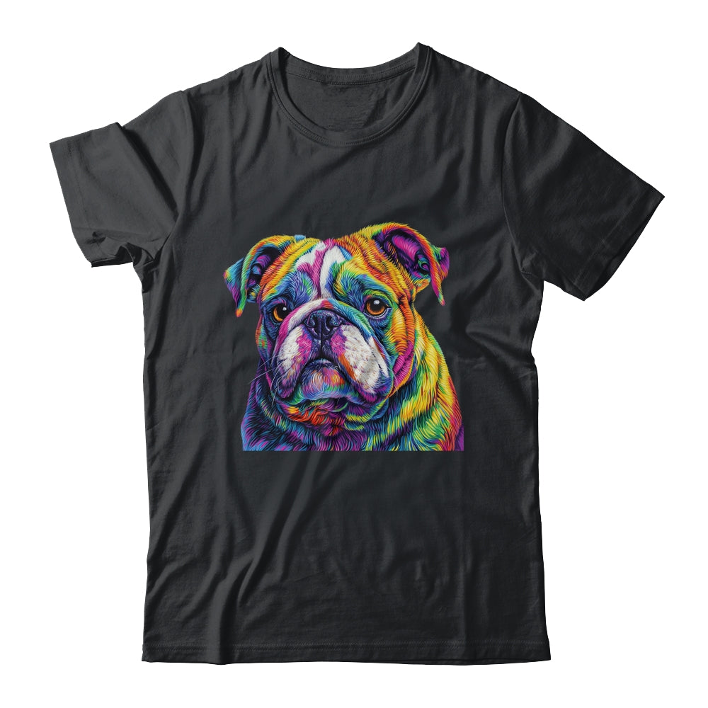 Bulldog Dog Colorful Face Dog Lover Men Women Shirt & Tank Top | siriusteestore