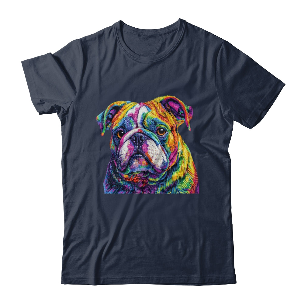 Bulldog Dog Colorful Face Dog Lover Men Women Shirt & Tank Top | siriusteestore