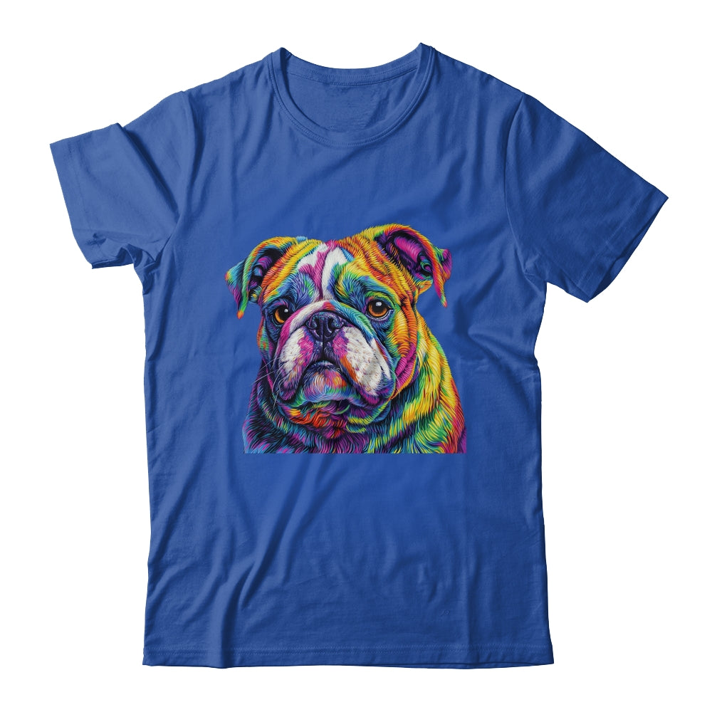 Bulldog Dog Colorful Face Dog Lover Men Women Shirt & Tank Top | siriusteestore