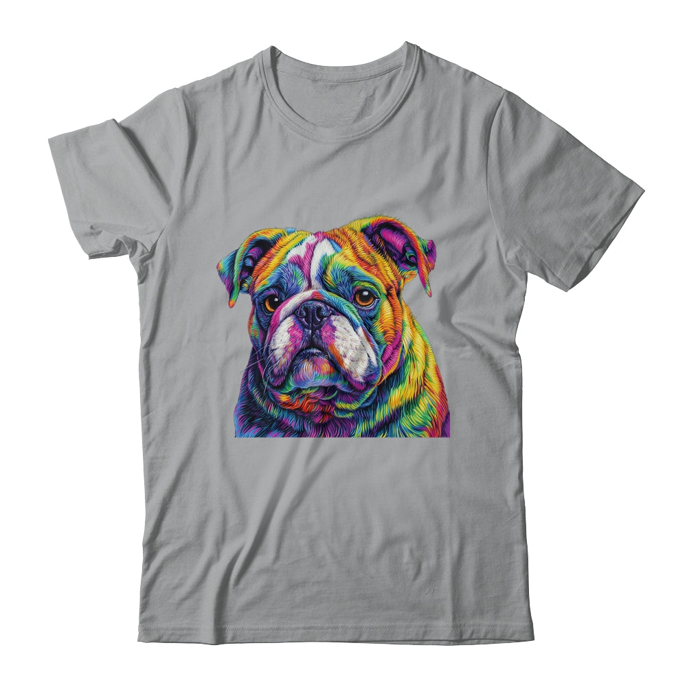 Bulldog Dog Colorful Face Dog Lover Men Women Shirt & Tank Top | siriusteestore