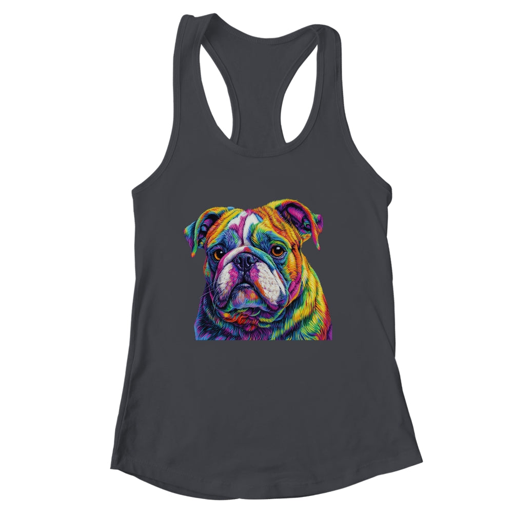 Bulldog Dog Colorful Face Dog Lover Men Women Shirt & Tank Top | siriusteestore