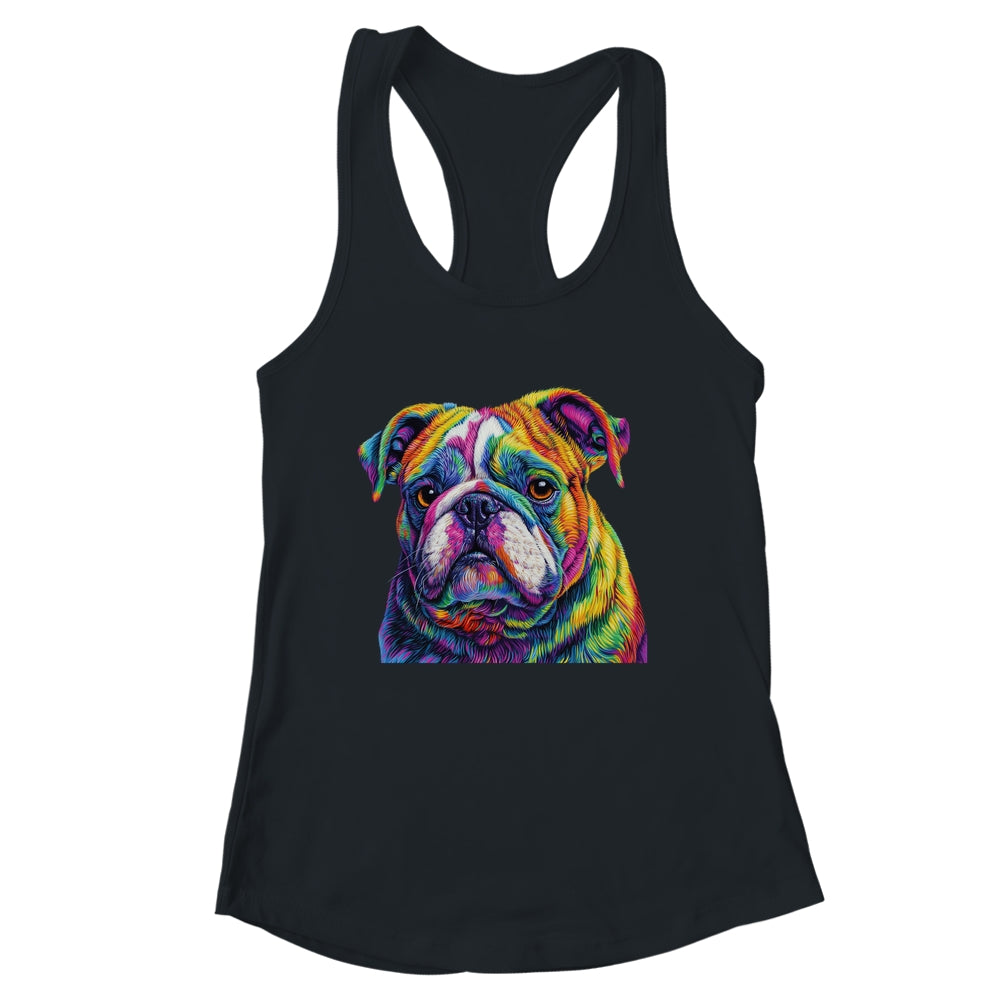 Bulldog Dog Colorful Face Dog Lover Men Women Shirt & Tank Top | siriusteestore