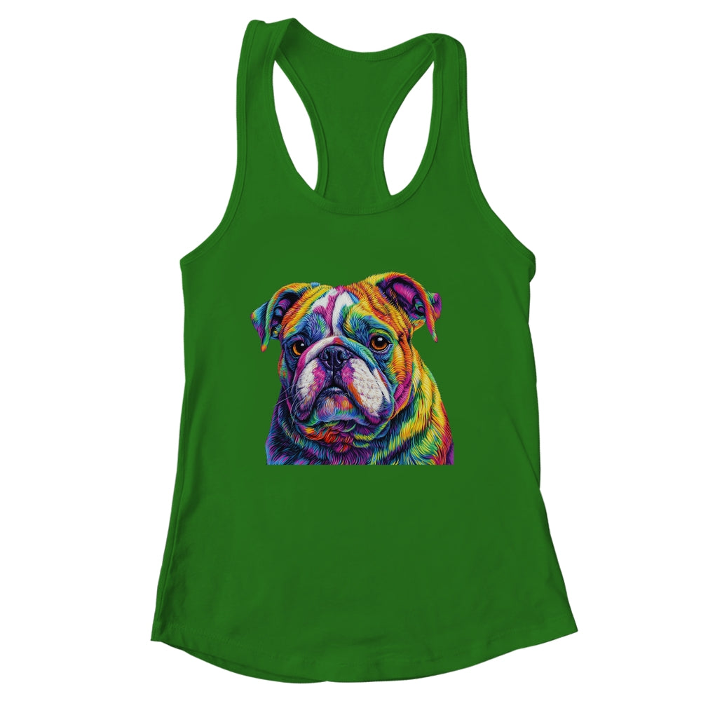 Bulldog Dog Colorful Face Dog Lover Men Women Shirt & Tank Top | siriusteestore