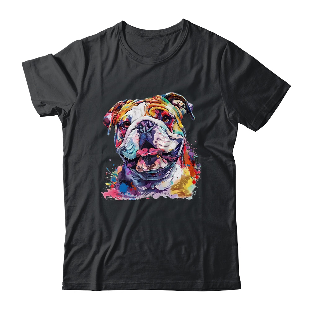 Bulldog Mom Lover Puppy Dog Watercolor Tie Dye Painting Shirt & Tank Top | siriusteestore