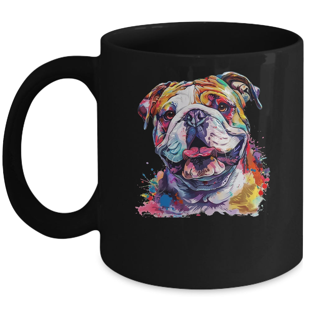 Bulldog Mom Lover Puppy Dog Watercolor Tie Dye Painting Mug | siriusteestore