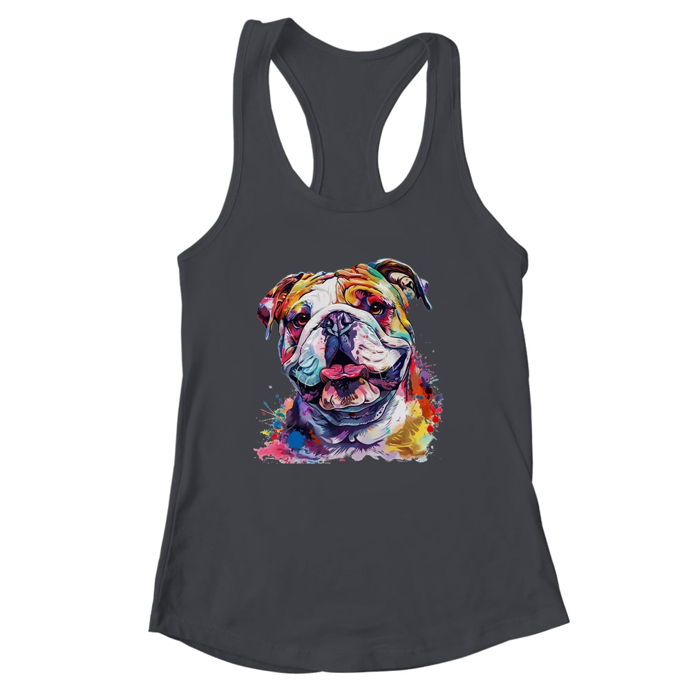 Bulldog Mom Lover Puppy Dog Watercolor Tie Dye Painting Shirt & Tank Top | siriusteestore