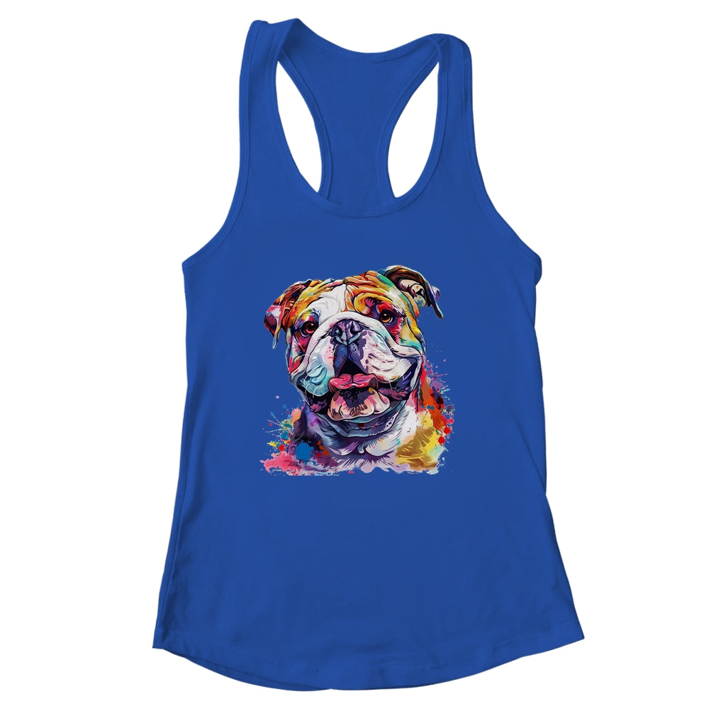 Bulldog Mom Lover Puppy Dog Watercolor Tie Dye Painting Shirt & Tank Top | siriusteestore