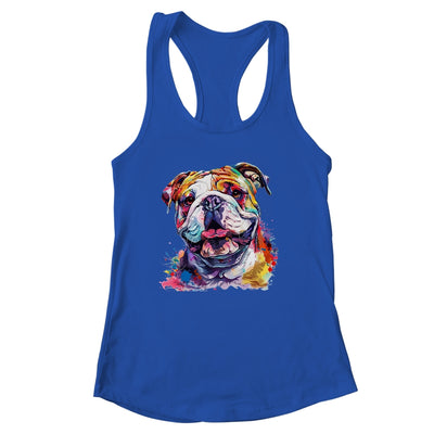 Bulldog Mom Lover Puppy Dog Watercolor Tie Dye Painting Shirt & Tank Top | siriusteestore