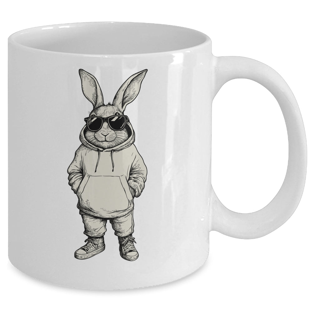 Bunny Face With Sunglasses Easter Day For Boys Men Kids Mug | siriusteestore