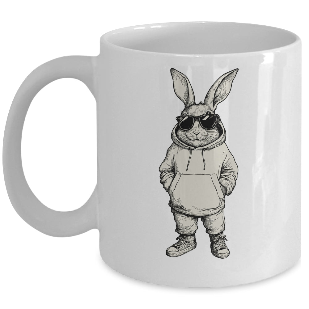 Bunny Face With Sunglasses Easter Day For Boys Men Kids Mug | siriusteestore