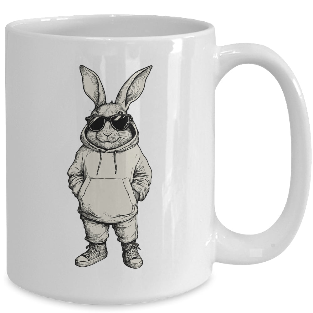 Bunny Face With Sunglasses Easter Day For Boys Men Kids Mug | siriusteestore